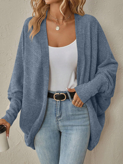 Damen lässige Strickjacke mit offenem Schnitt und modernem Texturmuster Stalluxe