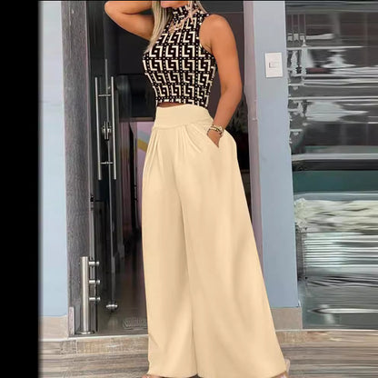 Damen angesagtes Outfit mit ärmellosem Oberteil und weitem Rock Stalluxe