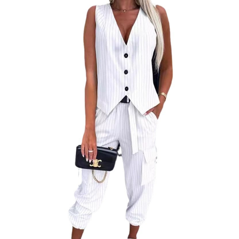 Damen Elegantes Zweiteiler-Set mit Weste und sportlichen Hosen Stalluxe