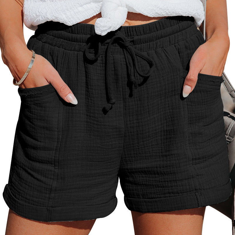 Damen bequeme Sommer-Shorts mit elastischem Bund und praktischen Taschen Stalluxe