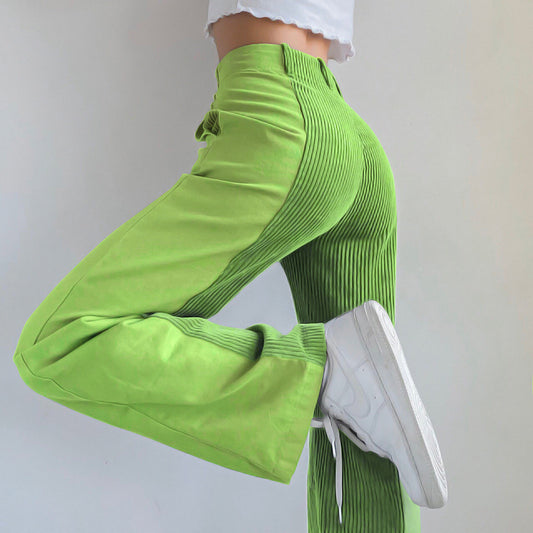 DamenLocker geschnittene High-Waist-Hosen mit vertikalen Rippdetails Stalluxe