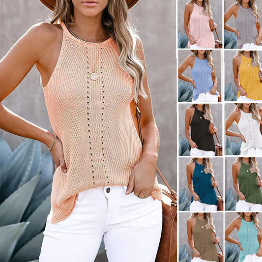 Damen luftiges Sommerstricktop mit elegantem Racerback-Design Stalluxe