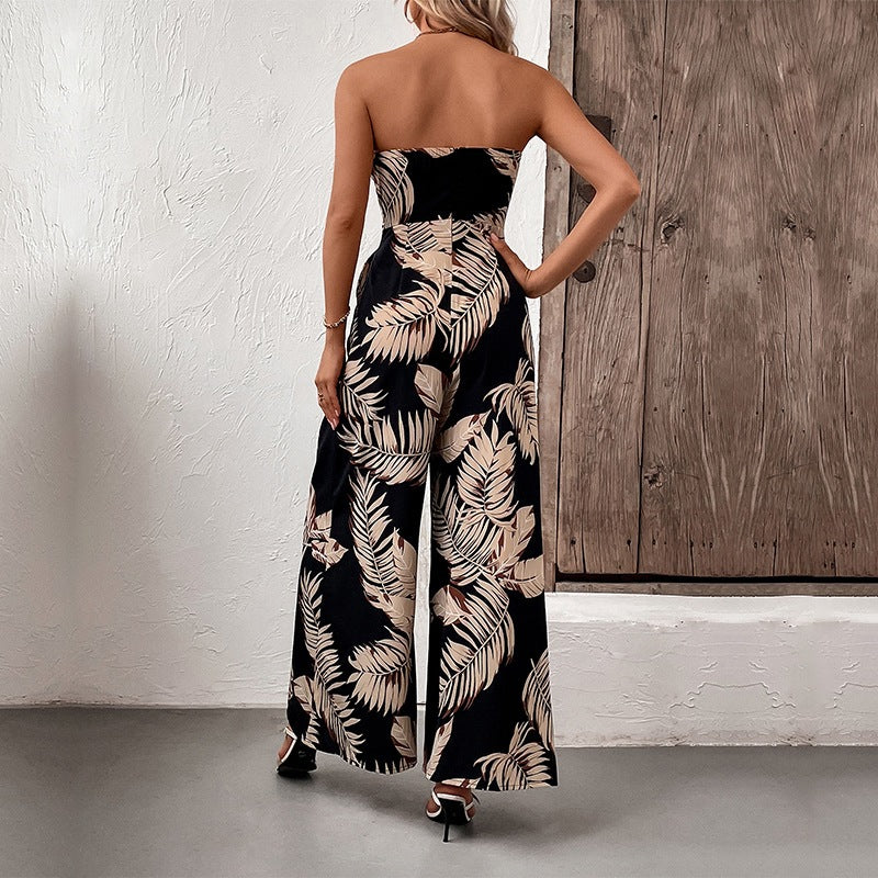 Damen Maxi-Jumpsuit mit strukturiertem Bandeau-Oberteil und lässigem Schnitt Stalluxe