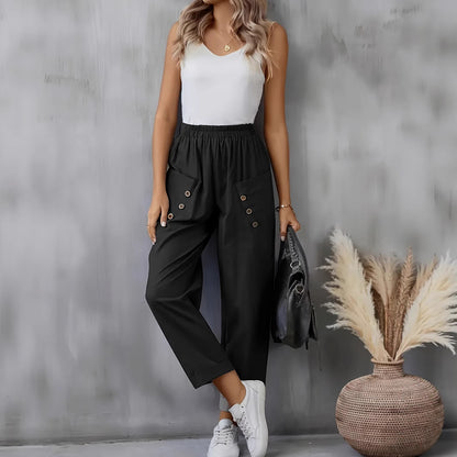 Damen stilvolle Cargo-Hose mit Knopfdetail und praktischen Taschen Stalluxe