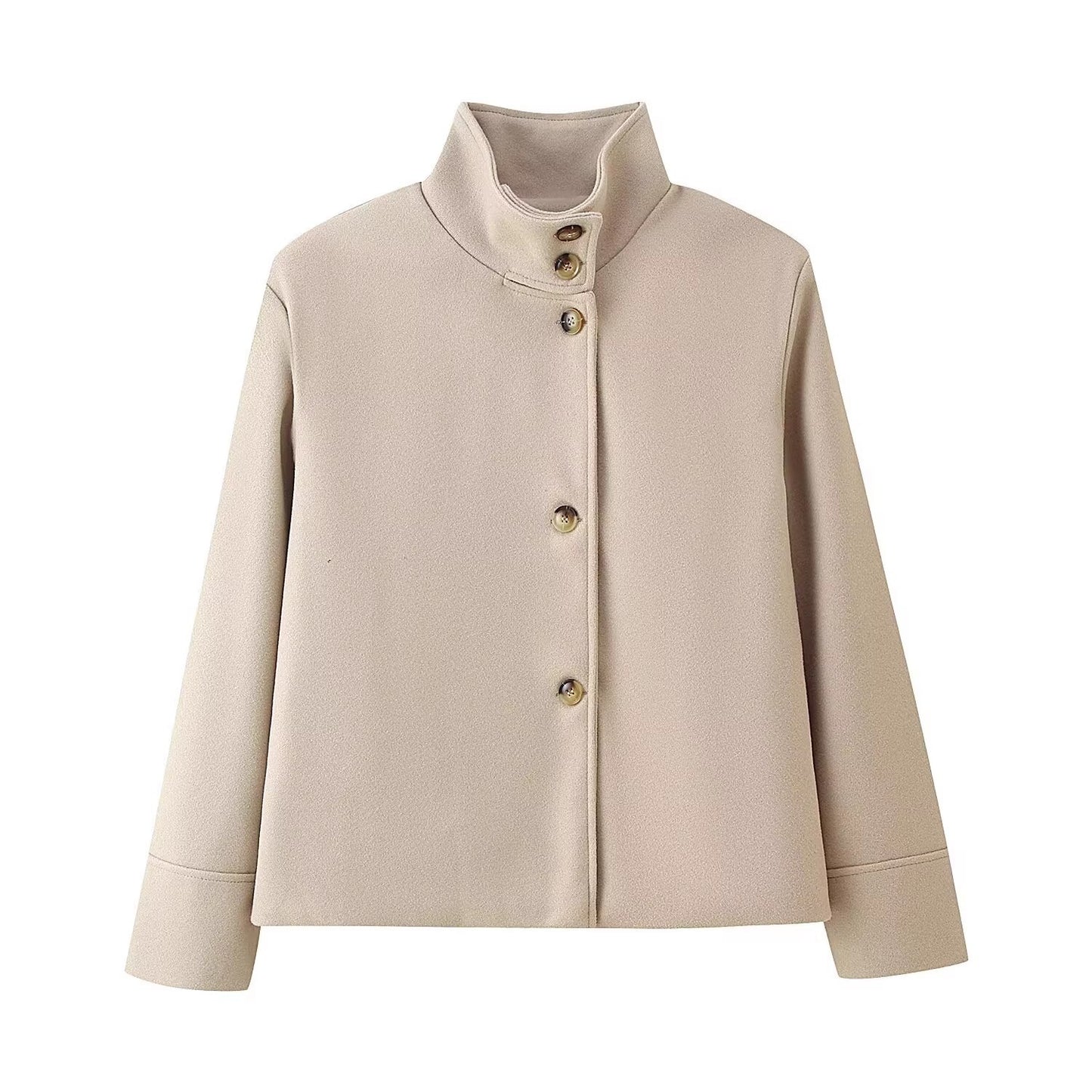 Damen modische Jacke mit hochgeschlossenem Kragen und Knopfdetails Stalluxe
