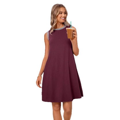 Damen Freizeitkleid mit modischen Streifenarmlöchern und lockerem Schnitt Stalluxe