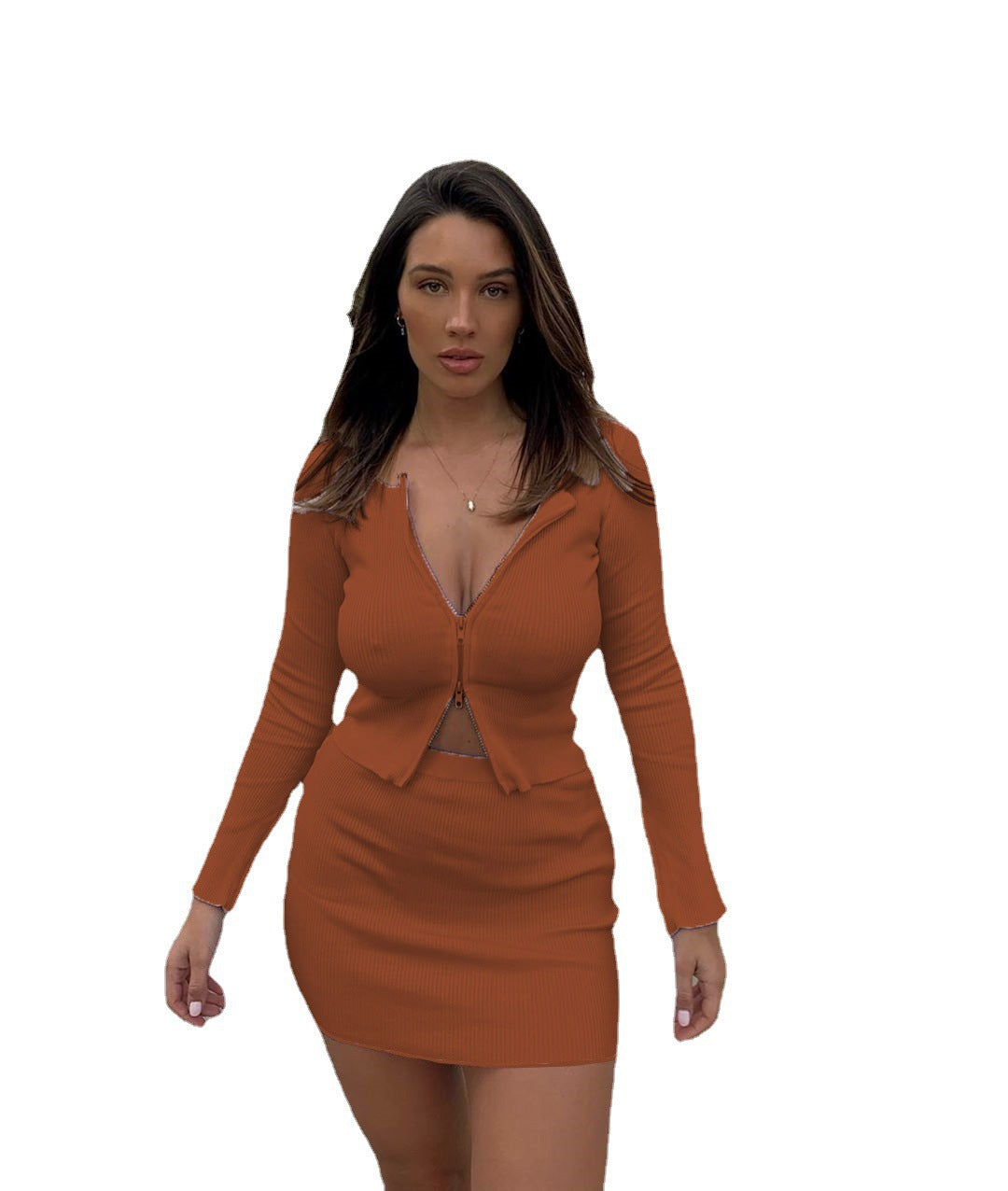 Damen Strick-Set mit Reißverschluss und langem Arm Stalluxe