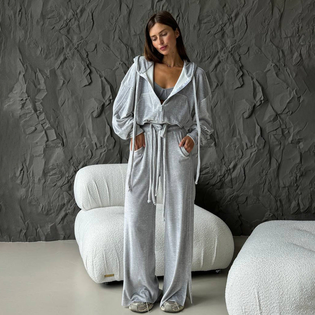Damen Sportliches Lounge-Set mit komfortablem Hoodie und weitem Hosenstil Stalluxe