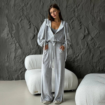 Damen Sportliches Lounge-Set mit komfortablem Hoodie und weitem Hosenstil Stalluxe