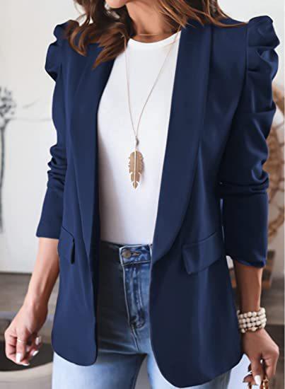 Damen Modischer Blazer mit angeschnittenen Puffärmeln und praktischen Taschen Stalluxe