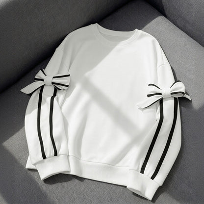 Damen modisches Sweatshirt mit eleganten Schleifenärmeln Stalluxe