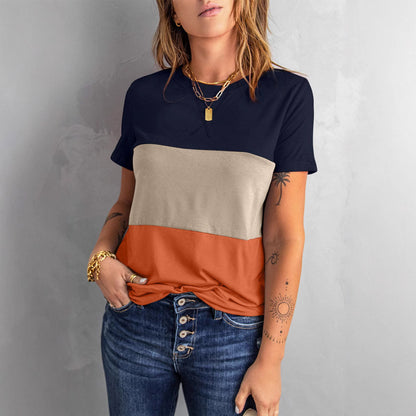 Damen Modisches T-Shirt mit Farbblockdesign und lockerem Schnitt Stalluxe
