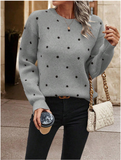 Damen kuscheliger Strickpullover mit trendigem Punktmuster Stalluxe