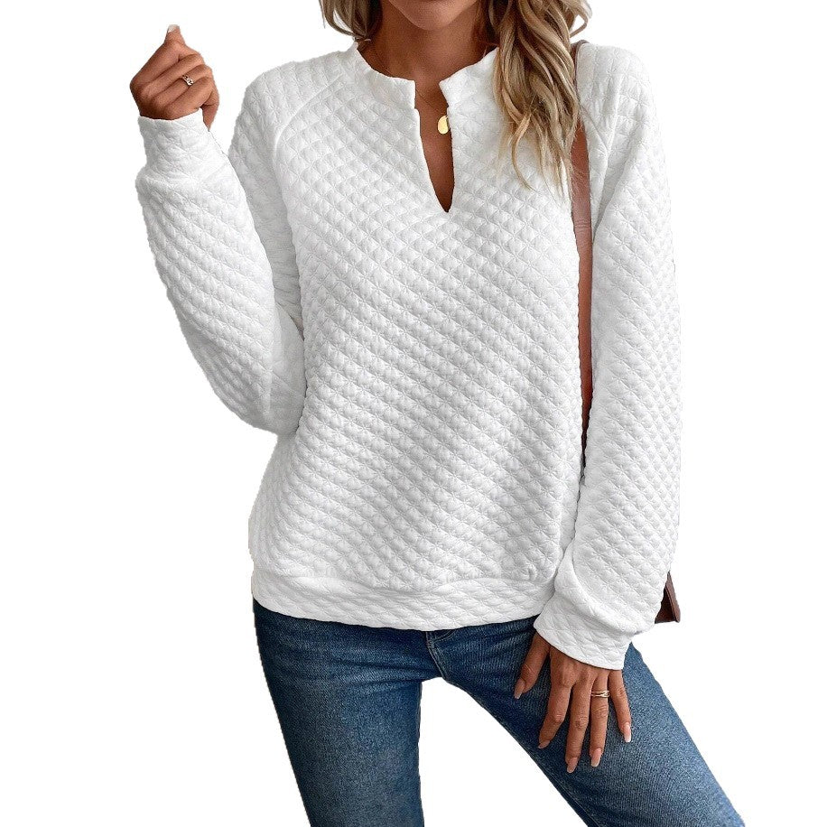 Damen Strickpullover mit strukturiertem Muster und modischem V-Ausschnitt Stalluxe