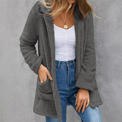Women's Plush Fleece Open-Front Coat Stalluxe