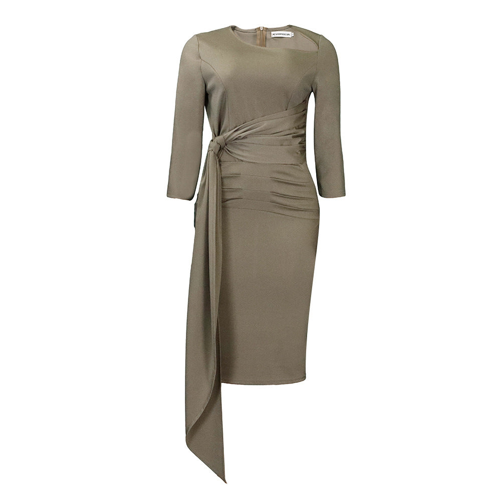 Damen Wickelkleid mit elegantem Faltenwurf und Satinoptik Stalluxe