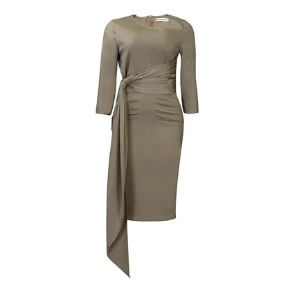 Damen Wickelkleid mit elegantem Faltenwurf und Satinoptik Stalluxe