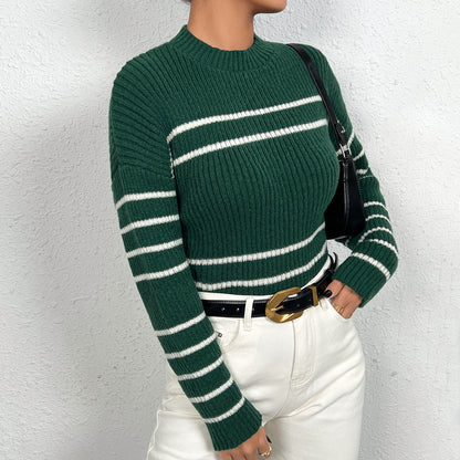 Damen gestreifter Strickpullover Stalluxe