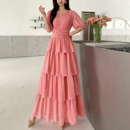 Damen Maxikleid mit Rüschendetails Stalluxe