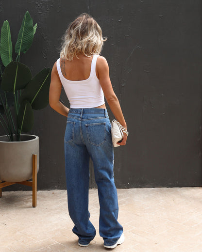 Damen lässige Boyfriend Jeans im Vintage-Stil mit auffälligen Rissen Stalluxe