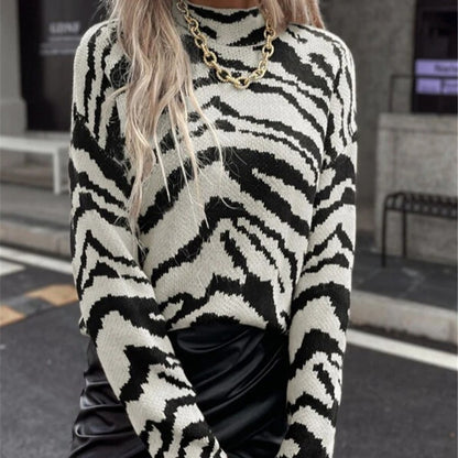 Damen modischer Pullover mit Zebramuster Stalluxe