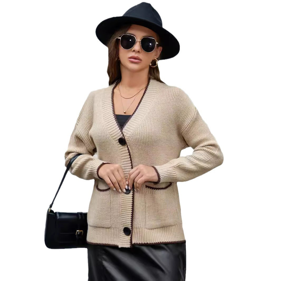 Damen Grobstrickcardigan mit tiefem V-Ausschnitt und praktischen Taschen Stalluxe