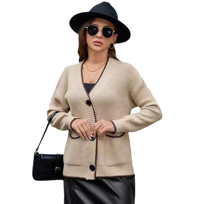 Damen Grobstrickcardigan mit tiefem V-Ausschnitt und praktischen Taschen Stalluxe