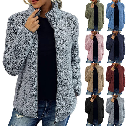 Damen Kuschelige Fleecejacke mit Stehkragen und Seitentaschen Stalluxe