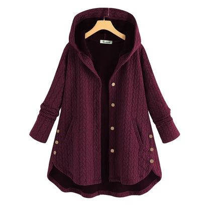 Damen gemusterte Kapuzenjacke mit Knopfdetails und großen Taschen Stalluxe