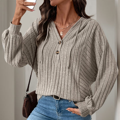 Damen Strickpullover mit Kapuze und Knopfdetail Stalluxe