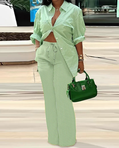 Damen lässiges Oversize-Hemd mit weitem Hosenanzug Stalluxe