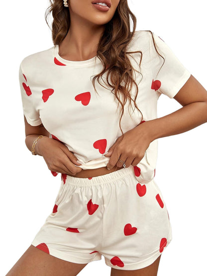 Women's Heart Print Lounge Set Stalluxe