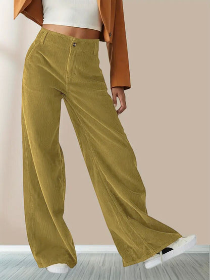 Damen Elegante, weite Chinohose mit praktischen Taschen und hohem Bund Stalluxe