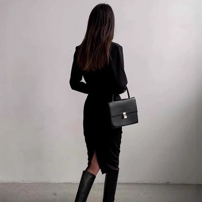 Damen Elegantes Wickelkleid mit Langarm und figurbetontem Schnitt Stalluxe