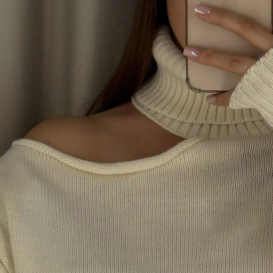 Damen Oversized Pullover mit asymmetrischem Ausschnitt und hohem Kragen Stalluxe