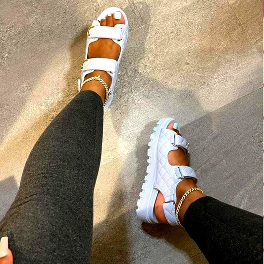 Damen Riemchen-Sandalen mit gepolsterter Sohle und verstellbarem Design Stalluxe