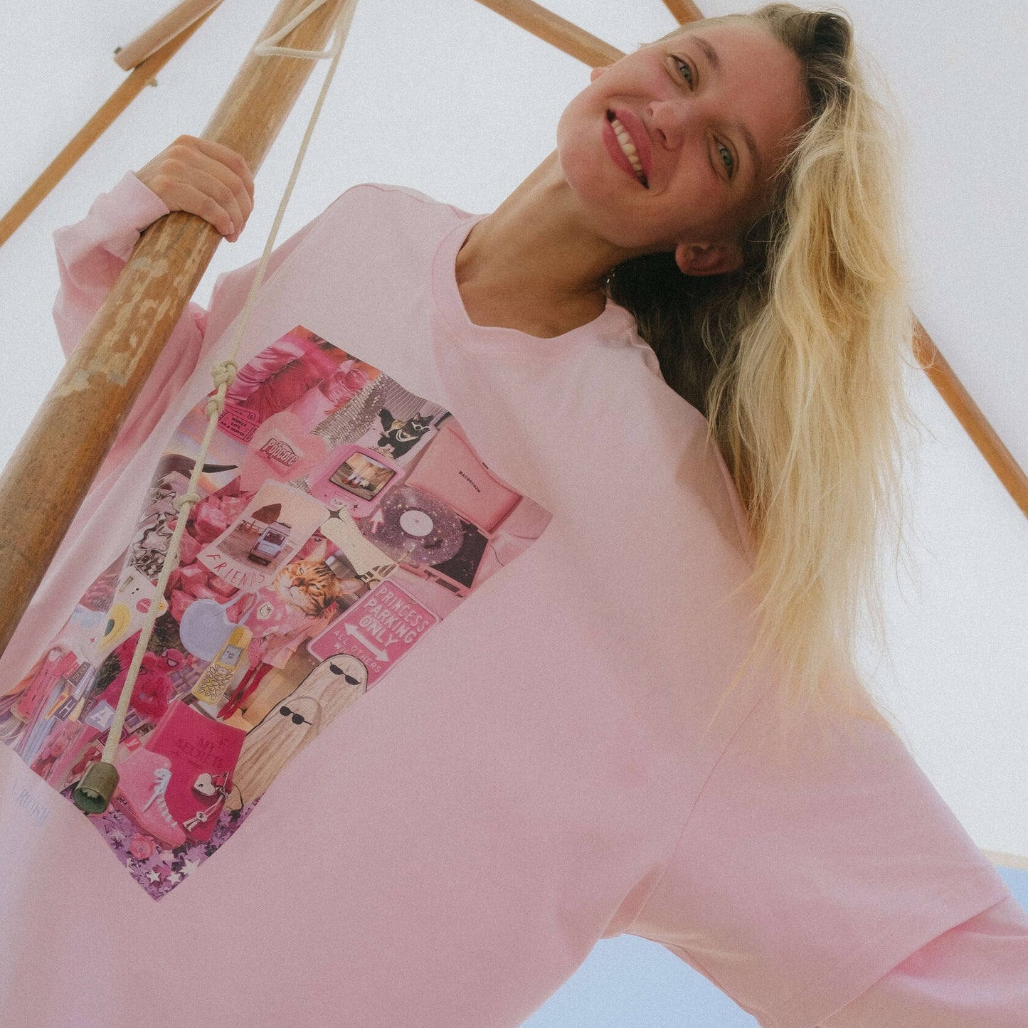 Damen Oversized T-Shirt mit kreativem Druckmotiv Stalluxe Rosa