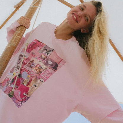 Damen Oversized T-Shirt mit kreativem Druckmotiv Stalluxe Rosa