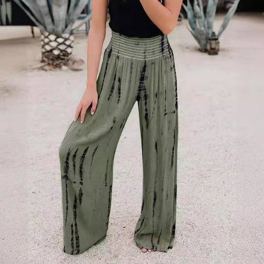 Damen Weit geschnittene Palazzo-Hose mit elastischem Bund und modischem Print Stalluxe