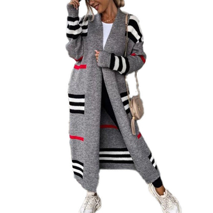 Damen Langstrickjacke im trendigen Streifenmuster Stalluxe