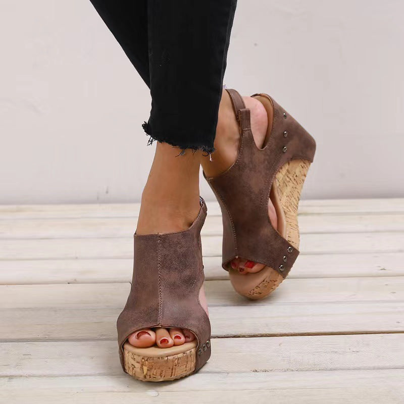 Damen Wedge-Sandalen mit modischem Riemendesign und natürlichem Korkfußbett Stalluxe