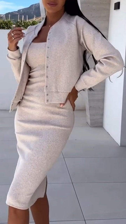 Damen modischer Sweatkleid und Jacke Set Stalluxe