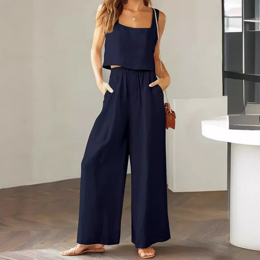 Damen Lässiger Jumpsuit mit weiten Beinen und praktischen Taschen Stalluxe