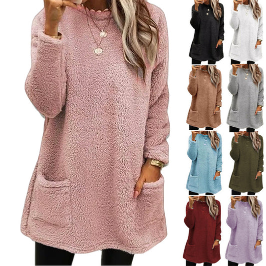 Damen kuscheliger Oversized-Pullover mit Taschen Stalluxe