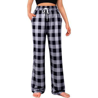 Women's Relaxed Fit Plaid Lounge Pants Stalluxe