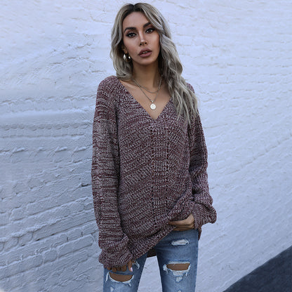Damen Oversized Pullover mit V-Ausschnitt und Strukturmuster Stalluxe