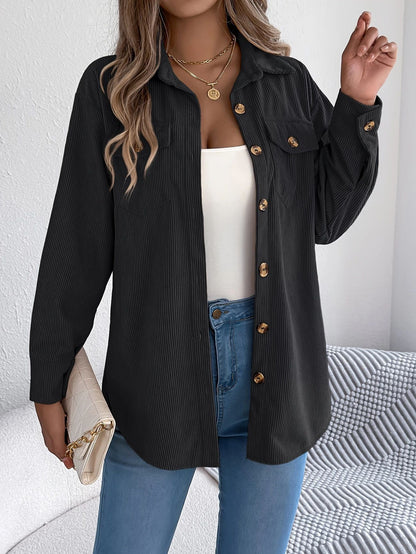 Damen Cordhemdjacke im lässigen Schnitt mit praktischen Taschen und eleganten Knöpfen Stalluxe