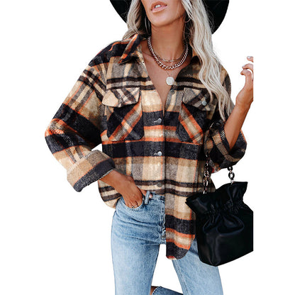 Damen karierte Flanelljacke mit praktischen Taschen und lässigem Schnitt Stalluxe