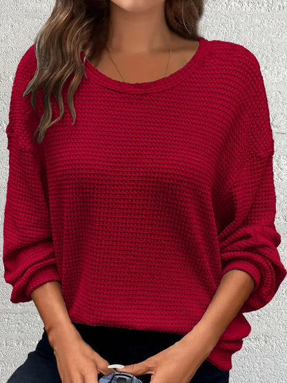 Damen lässiger Strickpullover mit weitem Schnitt und elastischen Bündchen Stalluxe