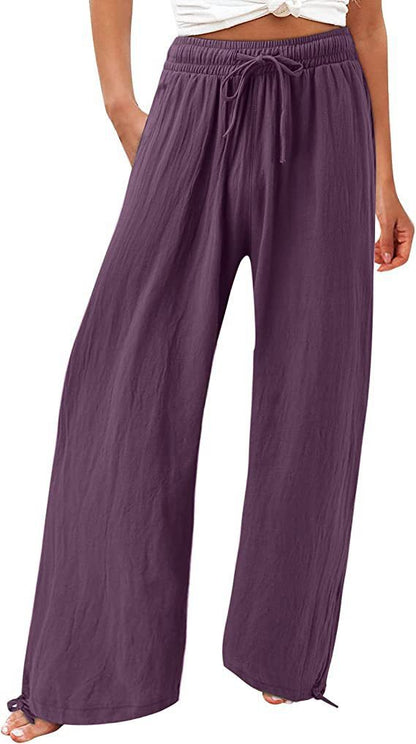 Damen Weite Sommerhose aus leichtem Material mit verstellbarem Bund Stalluxe